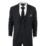IM1 Men's Classic Black Plain Tailored Fit 3-Piece Suit