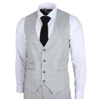 IM3 Men's Grey Checked Tailored Fit 3-Piece Suit
