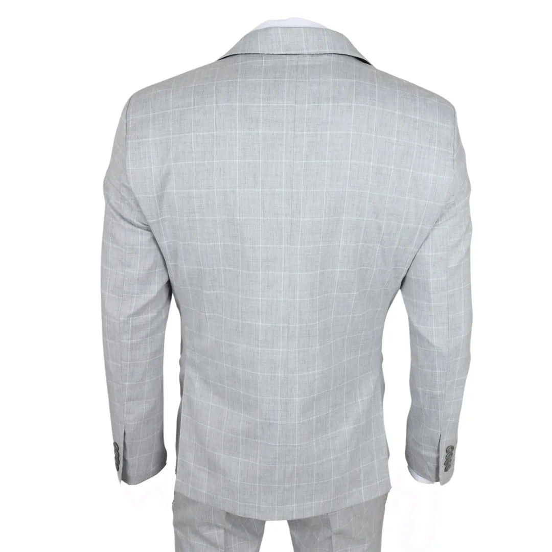 IM3 Men's Grey Checked Tailored Fit 3-Piece Suit