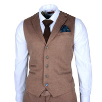 Nathan Men's Brown 3-Piece Slim Fit Suit