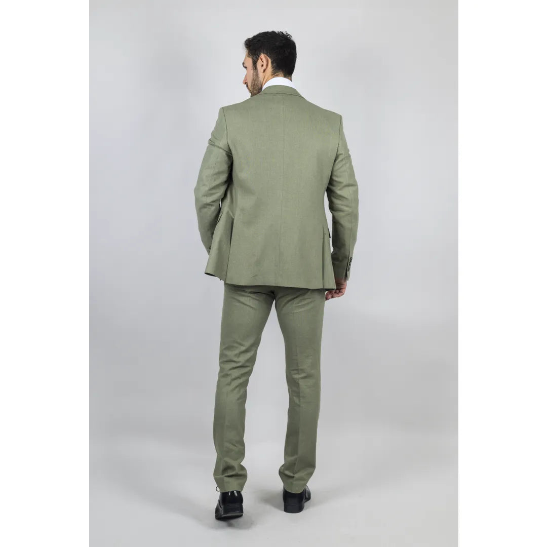 TP-22 Men's Sage 3-Piece Linen Summer Wedding Suit