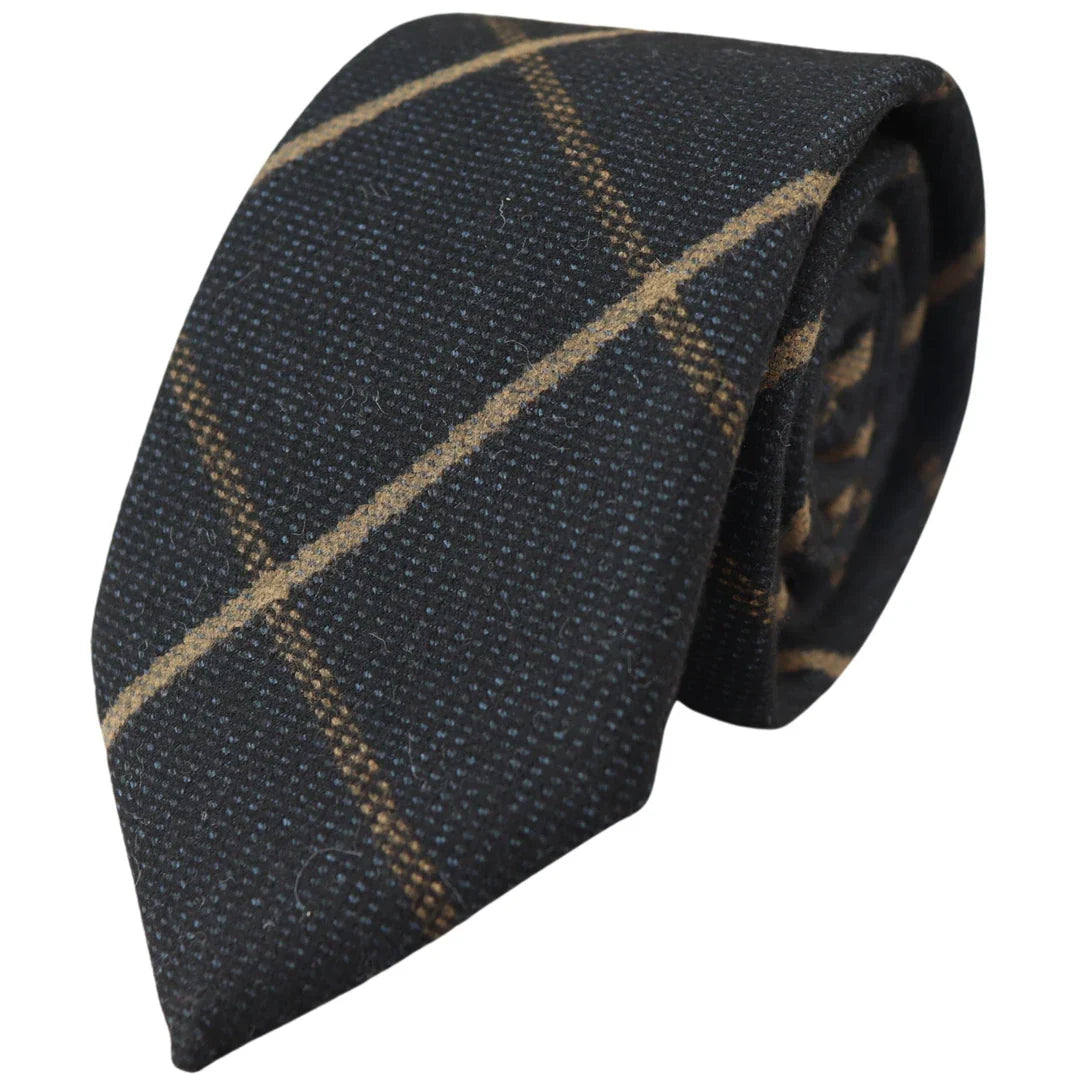 Men's Tweed Navy Herringbone Tie & Pocket Square Set
