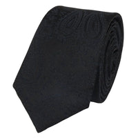 Men's Tie Pocket Sqaure Set Formal Floral Necktie - Black