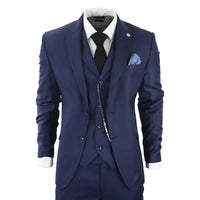 James Men's 3-Piece Navy Blue Tailored Fit Suit