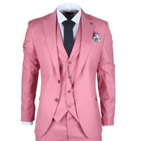 James Men's 3-Piece Pink Tailored Fit Suit
