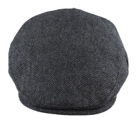 Men's Flat Cap Wool Herringbone Charcoal Tweed Classic 1920s Unisex Del Boy