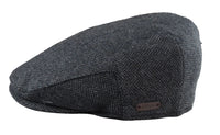 Men's Flat Cap Wool Herringbone Charcoal Tweed Classic 1920s Unisex Del Boy