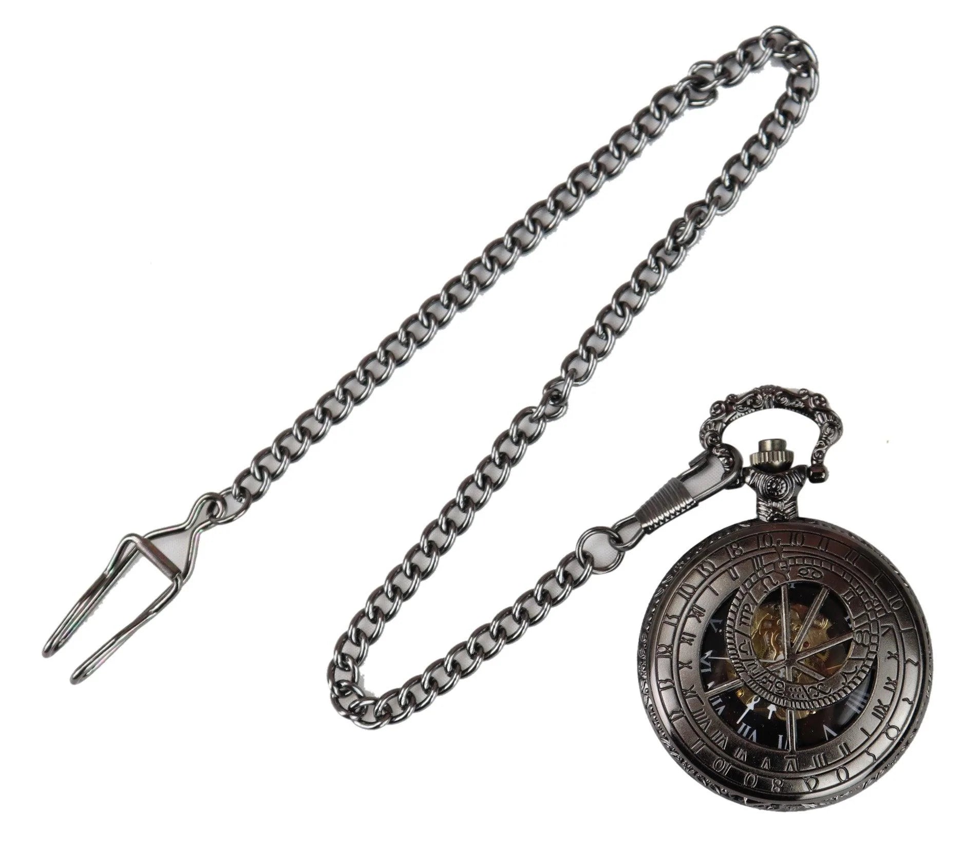 Automatic Mechanical Vintage Pocket Watch Black Color