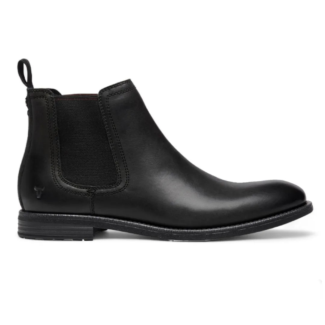 Sergio - Men's Black Slip On Leather Chelsea Boots
