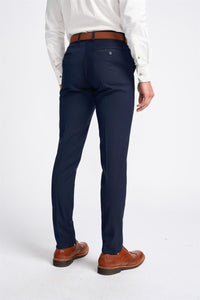 Baresi - Pantalon classique uni bleu marine pour homme