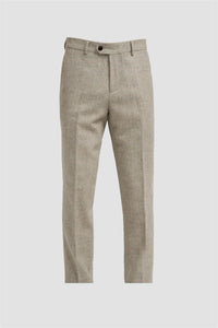 Pantalon Thomas pour homme en tweed à chevrons gris mélangé laine