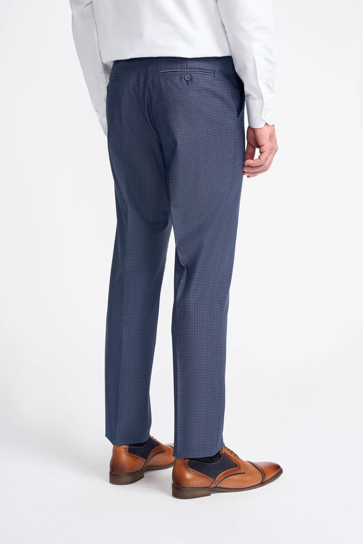 Pantalon à carreaux bleu marine pour homme Bond