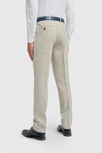 Pantalon Thomas pour homme en tweed à chevrons gris mélangé laine