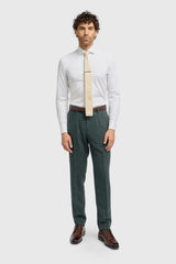 Pantalon Thomas pour homme en tweed à chevrons mélangé laine olive