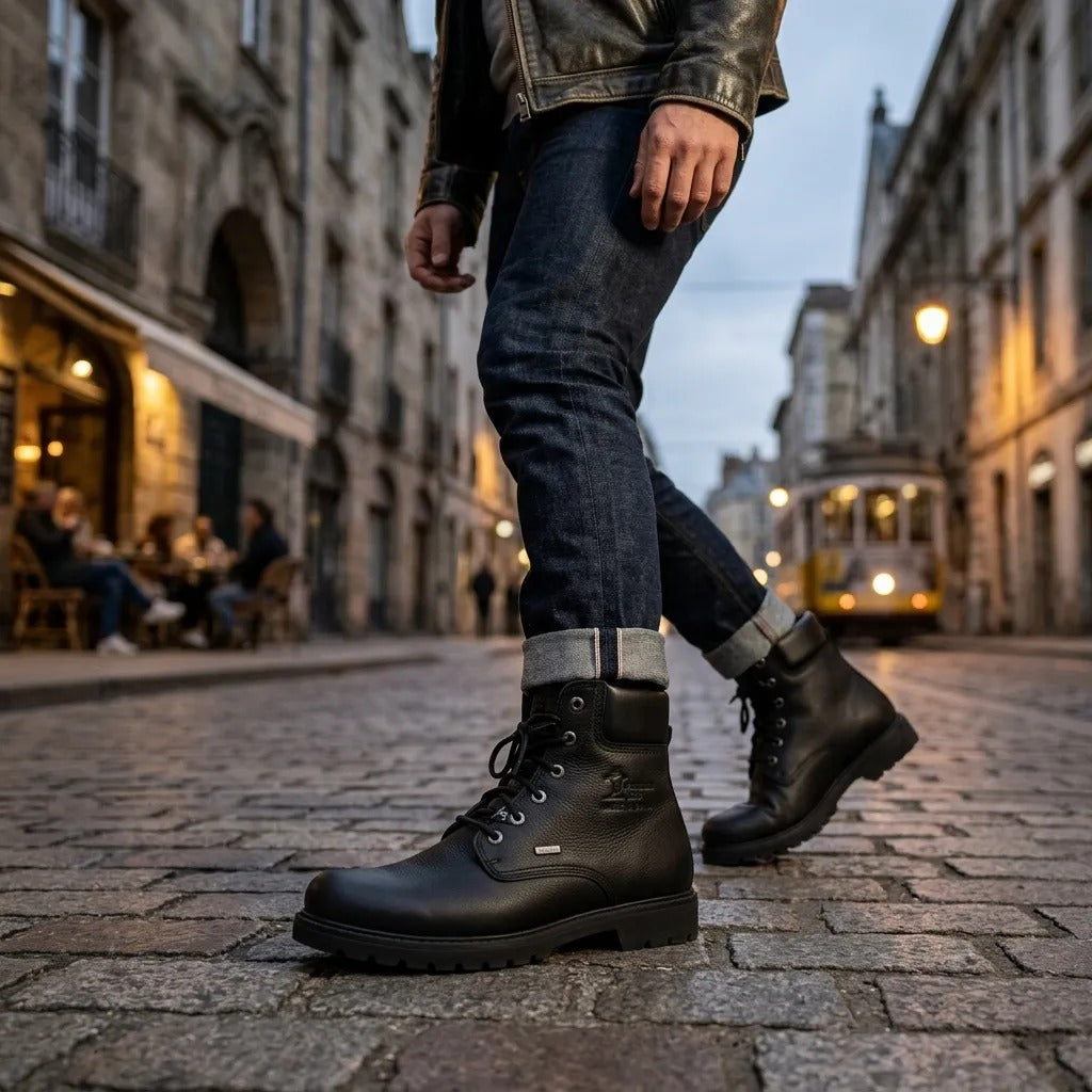 Bottines 03 GTX C2 pour homme, en cuir noir imperméable.