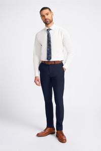 Baresi - Pantalon classique uni bleu marine pour homme