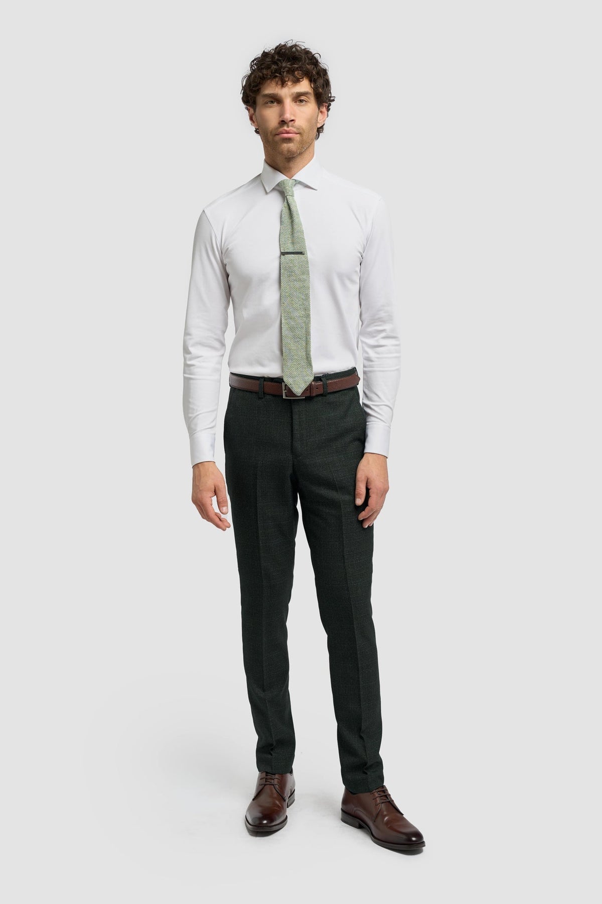 Pantalon en tweed vert olive pour homme Caridi