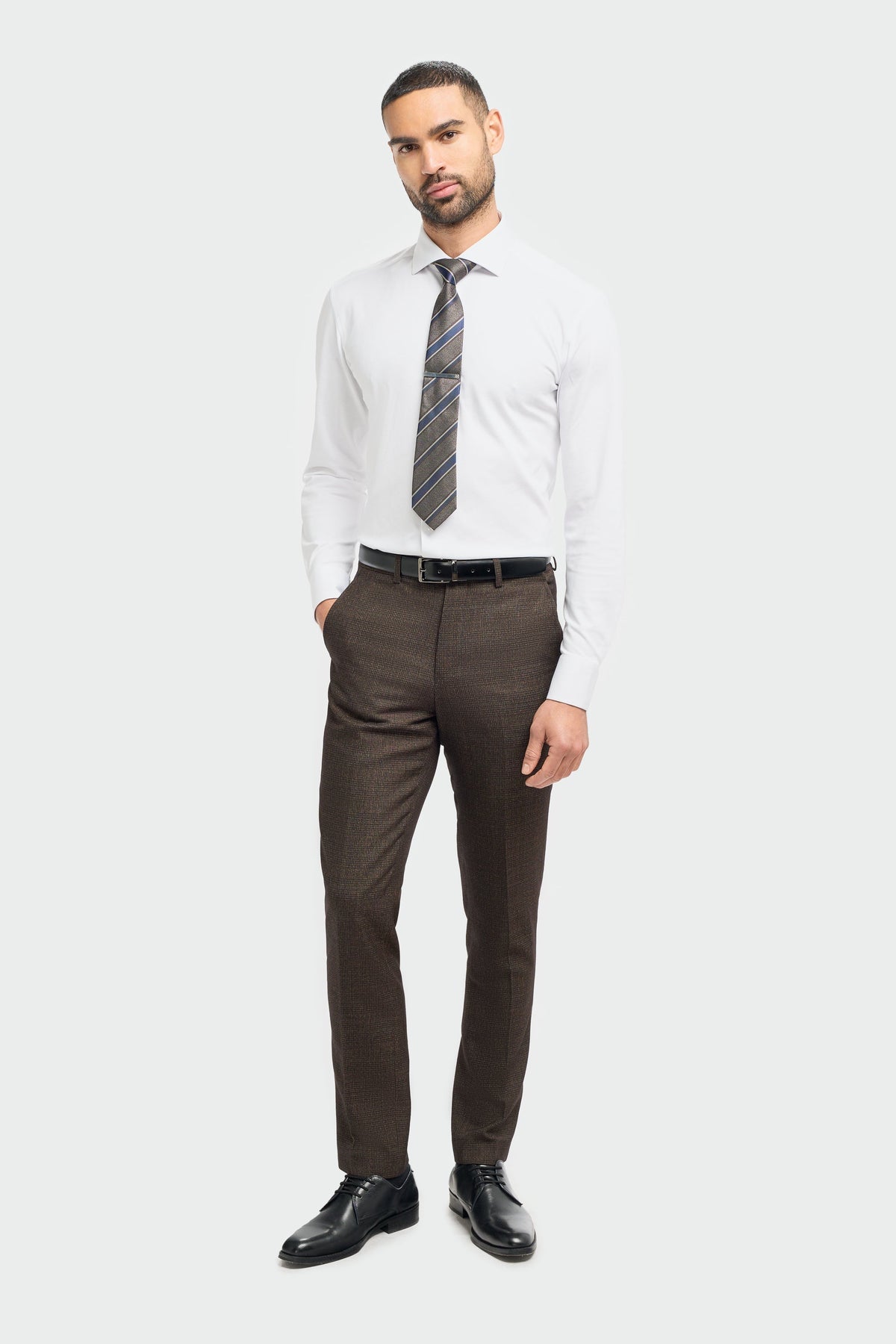 Pantalon en tweed marron Caridi pour homme