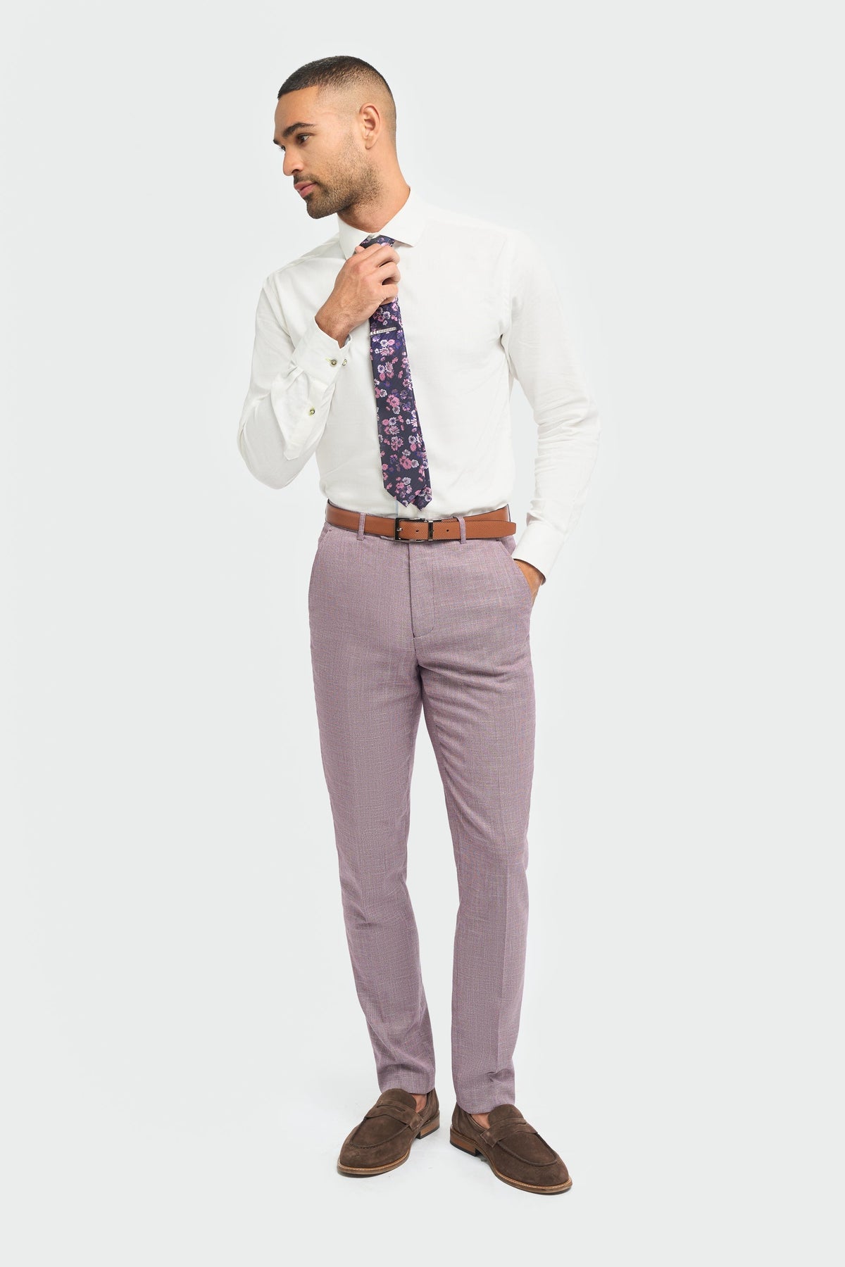 Miami - Pantalon d'été rose à motif quadrillé pour homme