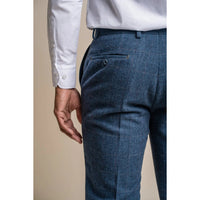 Pantalon en tweed à carreaux bleus pour homme - Cavani Carnegi