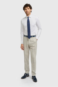 Pantalon Thomas pour homme en tweed à chevrons gris mélangé laine
