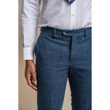 Pantalon en tweed à carreaux bleus pour homme - Cavani Carnegi