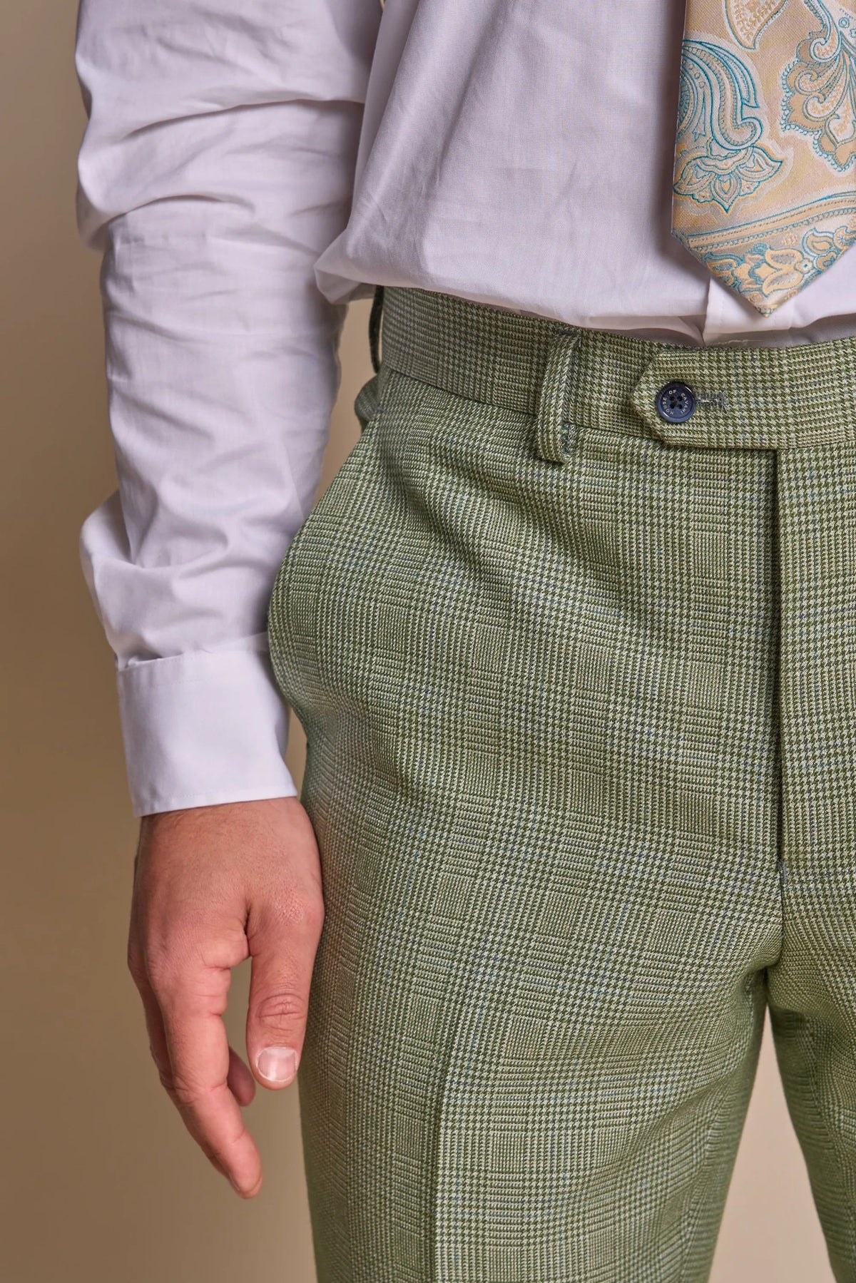 Pantalon à carreaux vert sauge Caridi pour homme