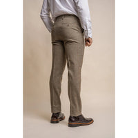Pantalon à carreaux olive en tweed Gaston pour homme
