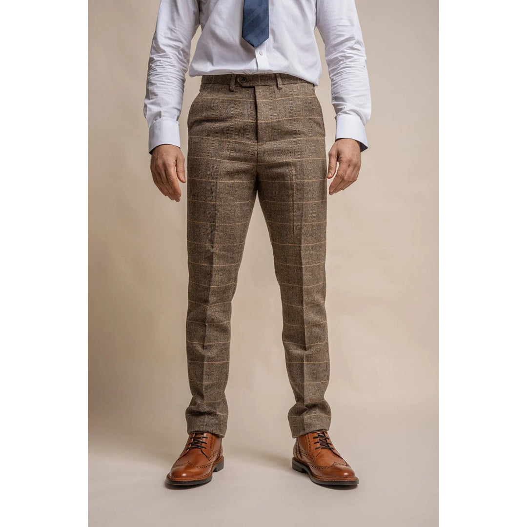 Pantalon en tweed marron clair Albert pour homme