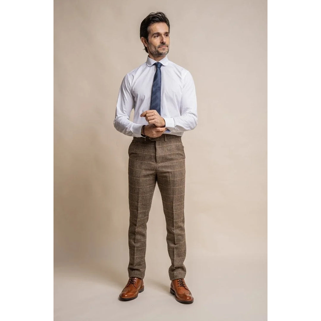 Pantalon en tweed marron clair Albert pour homme