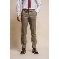 Pantalon à carreaux olive en tweed Gaston pour homme