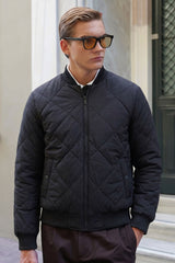 Blouson aviateur réversible pour homme, noir et beige, léger et matelassé, 2 en 1