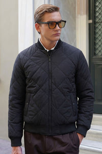 Blouson aviateur réversible pour homme, noir et beige, léger et matelassé, 2 en 1