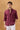 Chemise d'été à manches longues en pur lin bordeaux pour homme