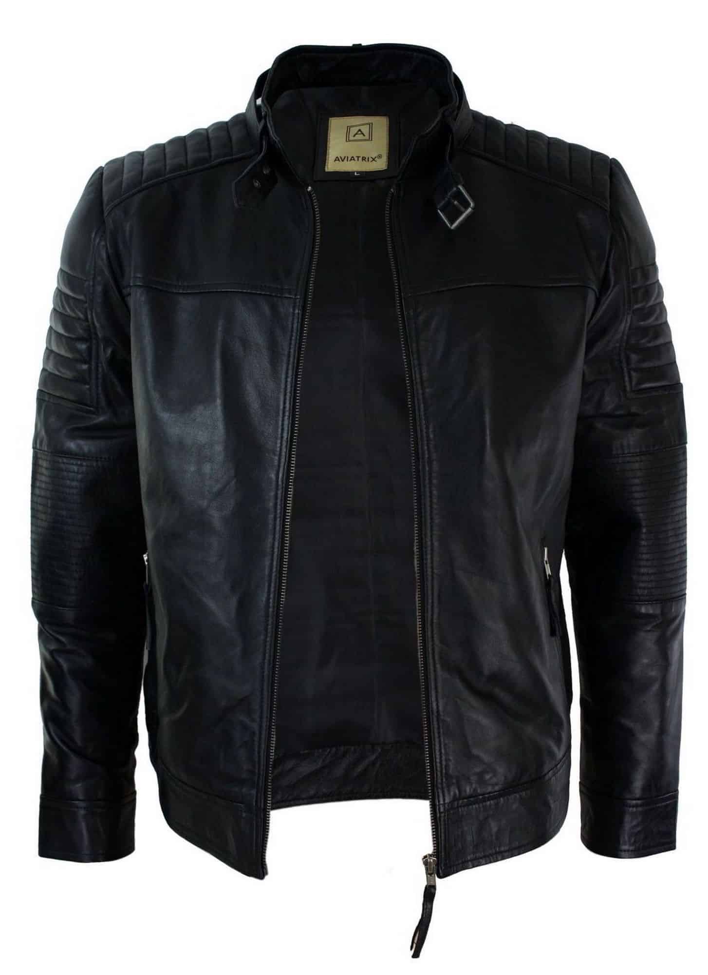 Genuine Real Leather Black Biker Mens Jacket Retro Vintage Tailored Fit UK