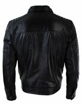 Genuine Real Leather Black Biker Mens Jacket Retro Vintage Tailored Fit UK