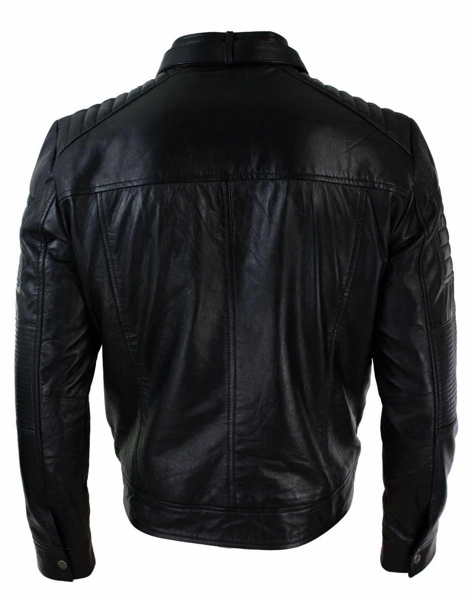 Genuine Real Leather Black Biker Mens Jacket Retro Vintage Tailored Fit UK