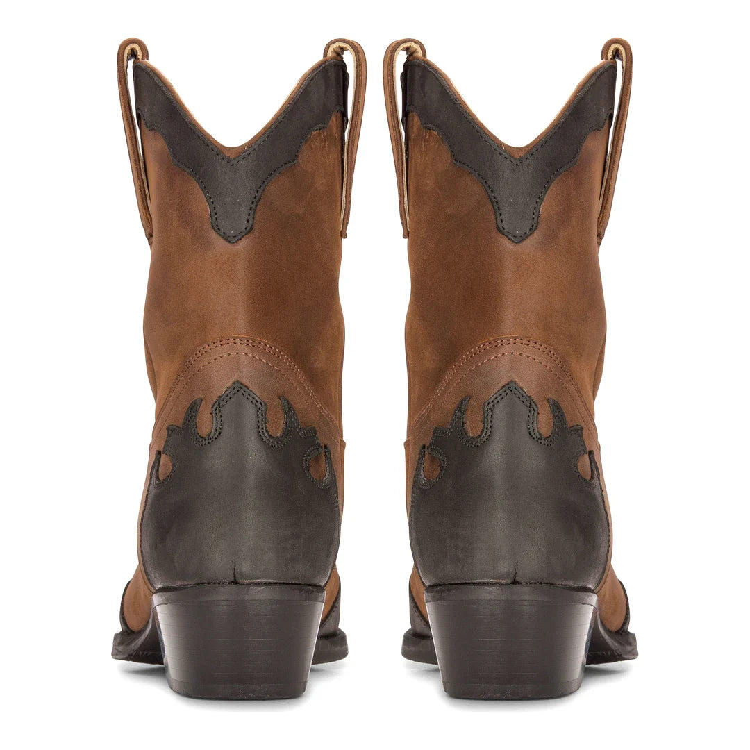 Mens High Western Boots Real Leather Brown Riding Dancing Hunting Cowboy Vintage Pointed Toe