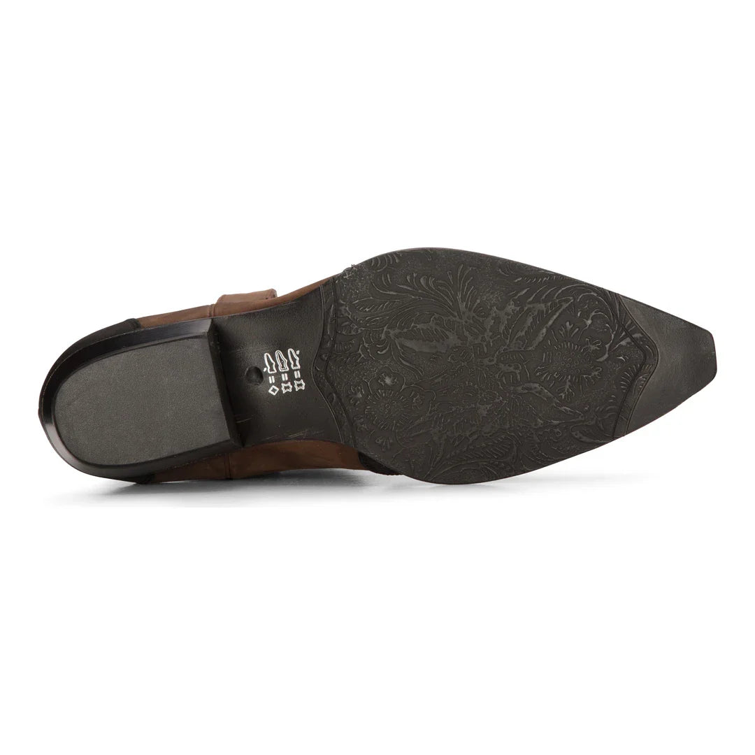 Mens High Western Boots Real Leather Brown Riding Dancing Hunting Cowboy Vintage Pointed Toe