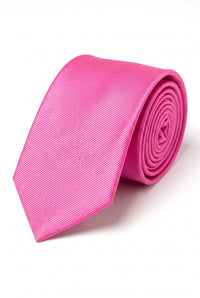 Cravate fine rose unie pour homme