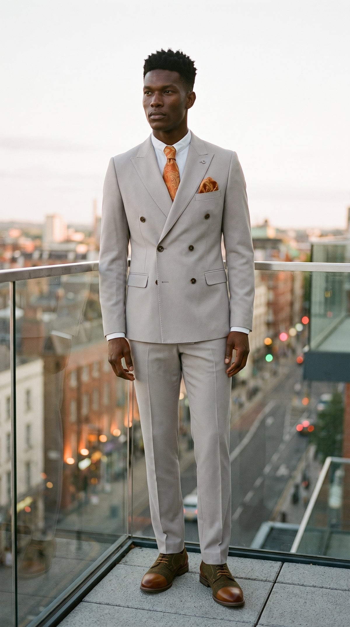 Look #660 styled with Mayfair - Costume croisé deux pièces pour homme couleur pierre