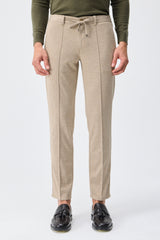 Ensemble veste blazer et pantalon beige en jersey doux pour homme
