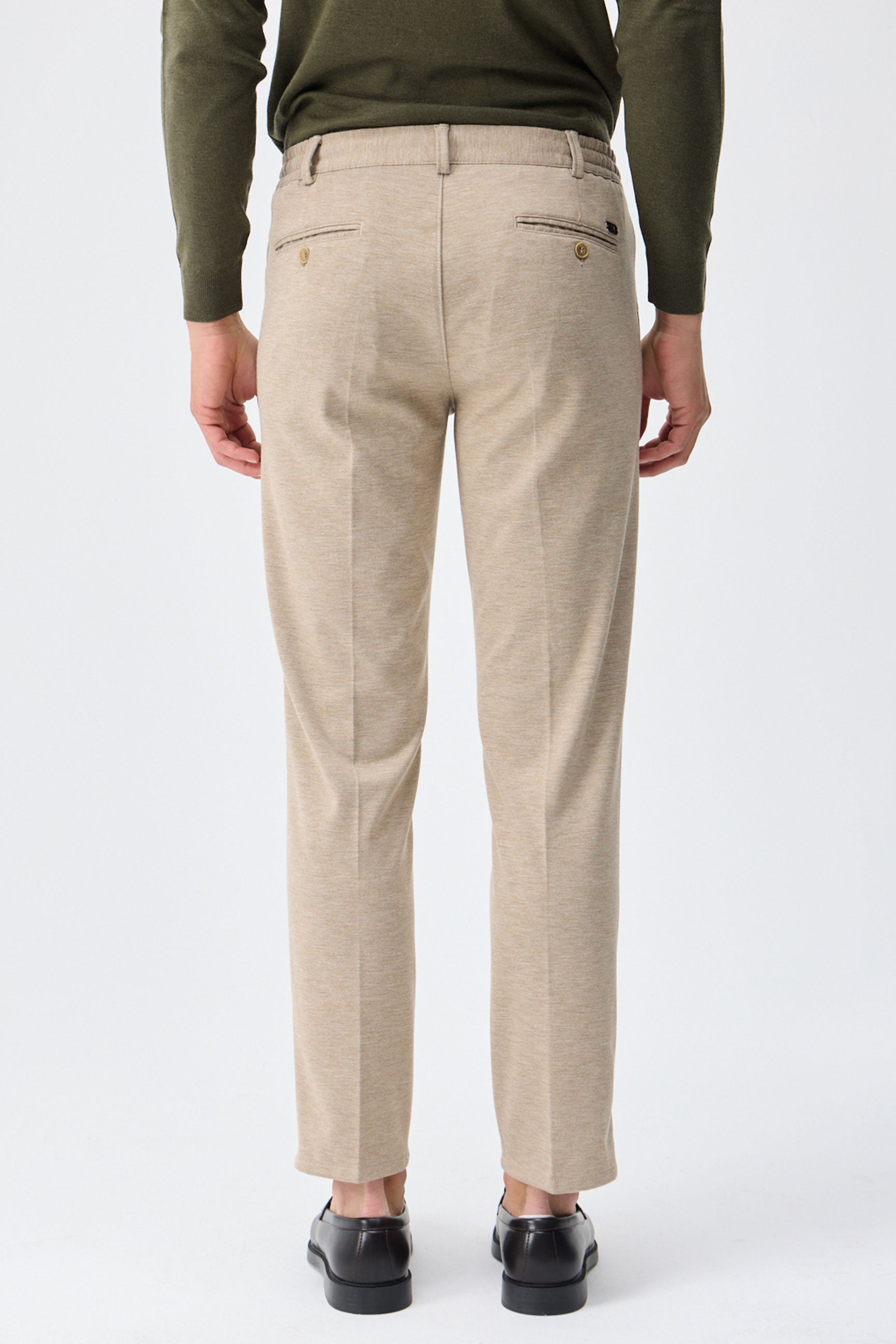 Ensemble veste blazer et pantalon beige en jersey doux pour homme