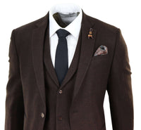 Brown Herringbone Tweed 3 Piece Suit