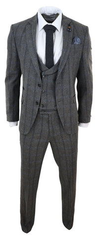 Grey Check 3 Piece Tweed Suit