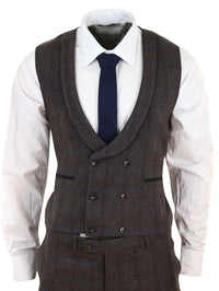 Brown Check 3 Piece Tweed Suit