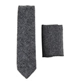 281 - Men's Grey Herringbone Tweed Wool Tie & Handkerchief 2"