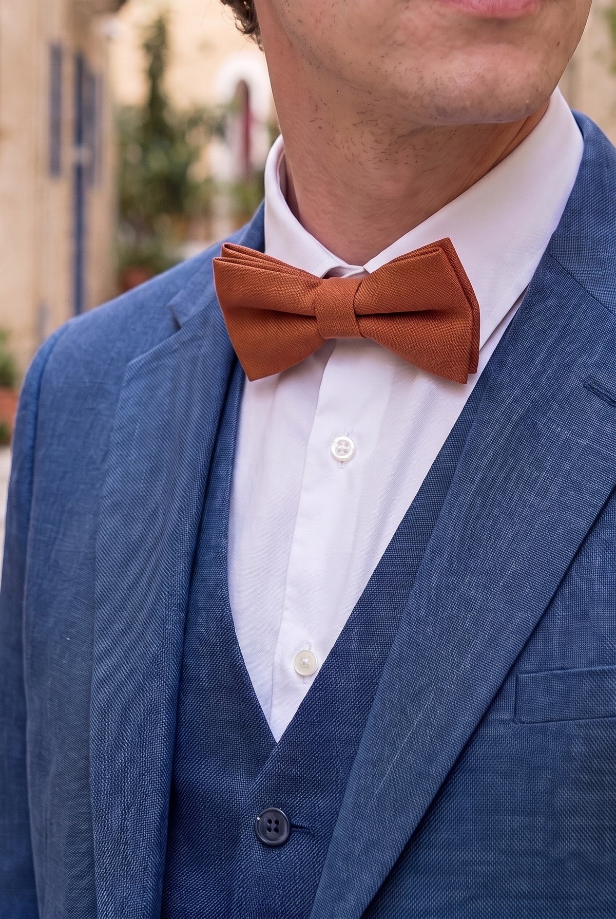 Nœud papillon marron double épaisseur pour homme