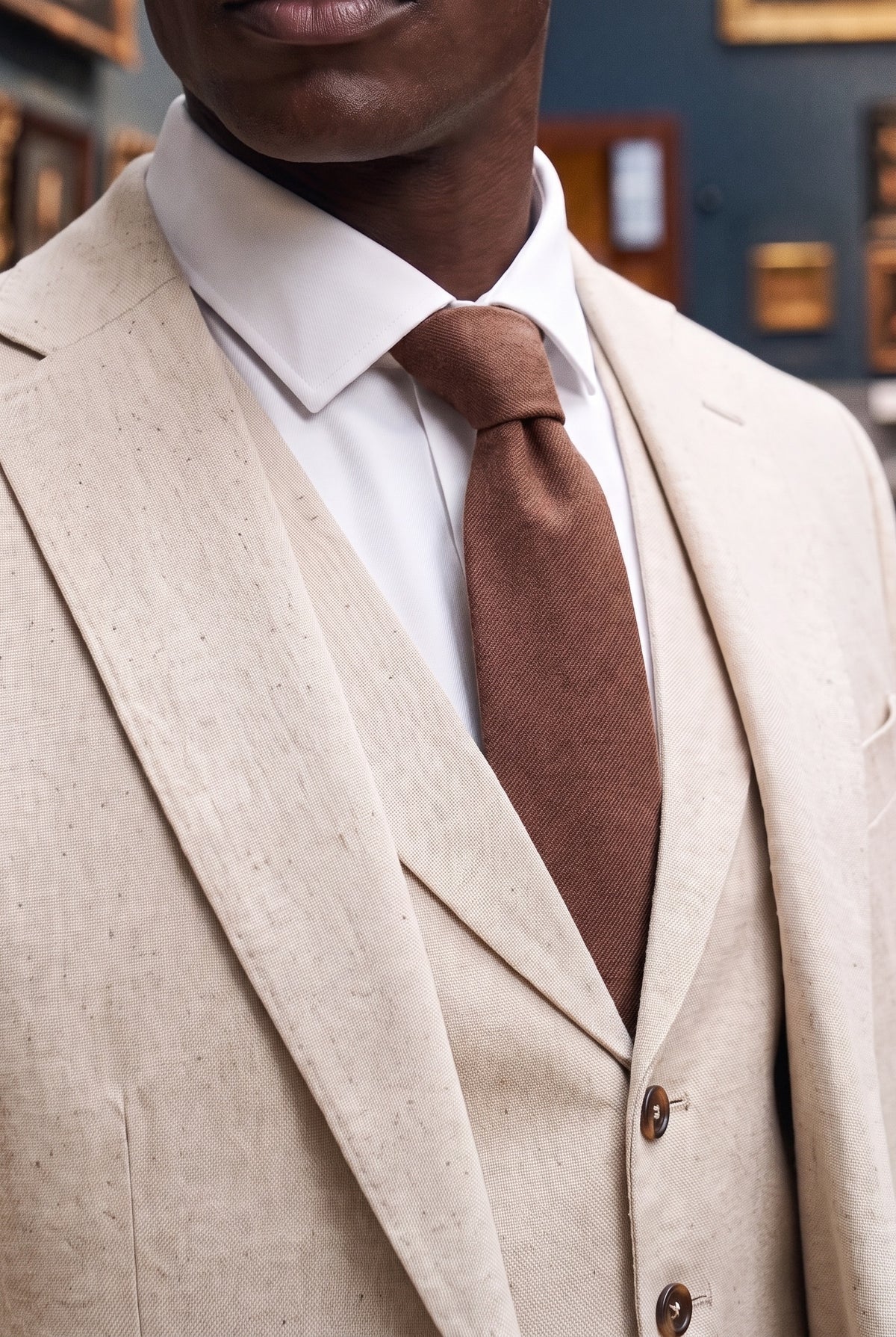 Cravate pour homme en daim marron