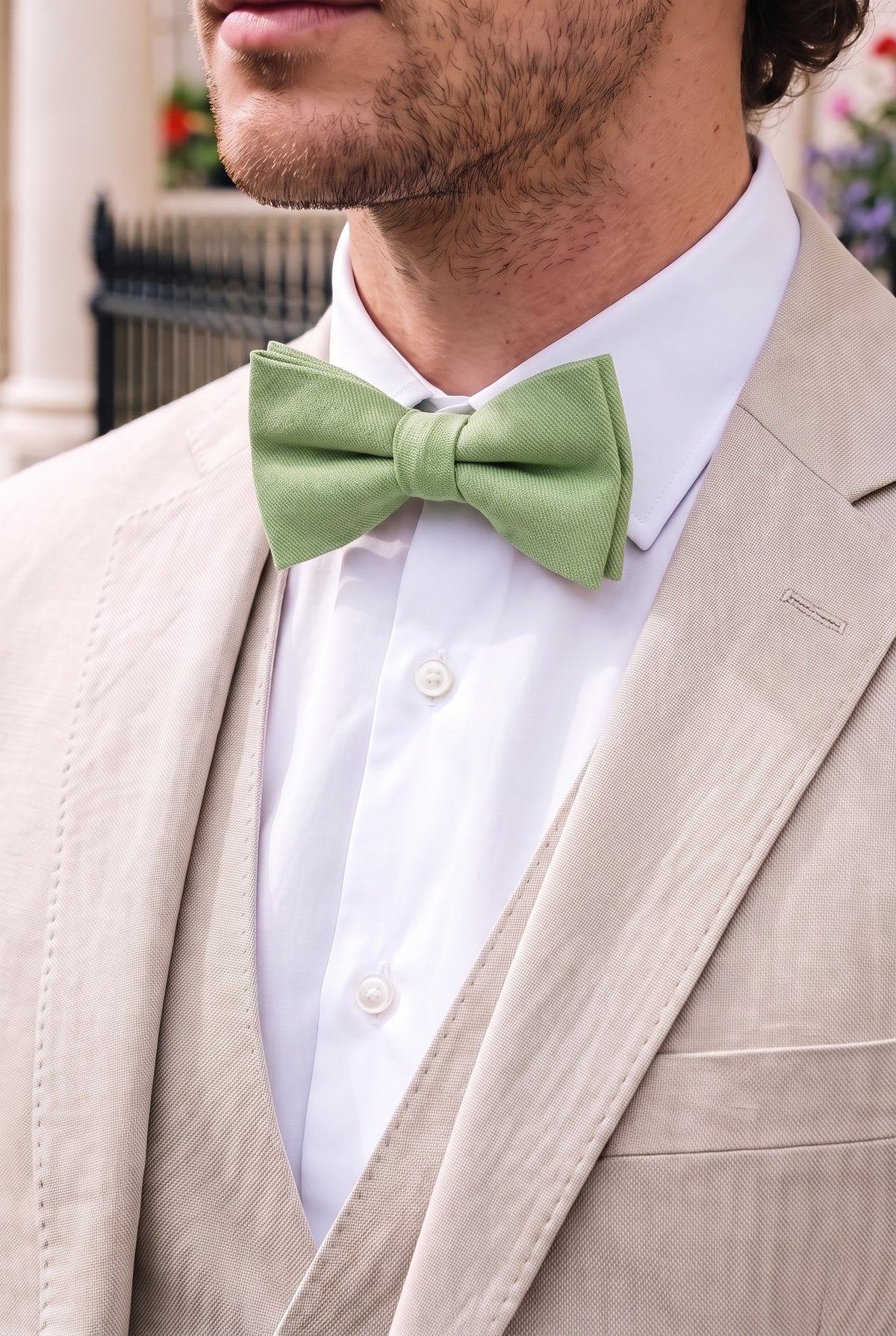 Nœud papillon vert sauge pour homme